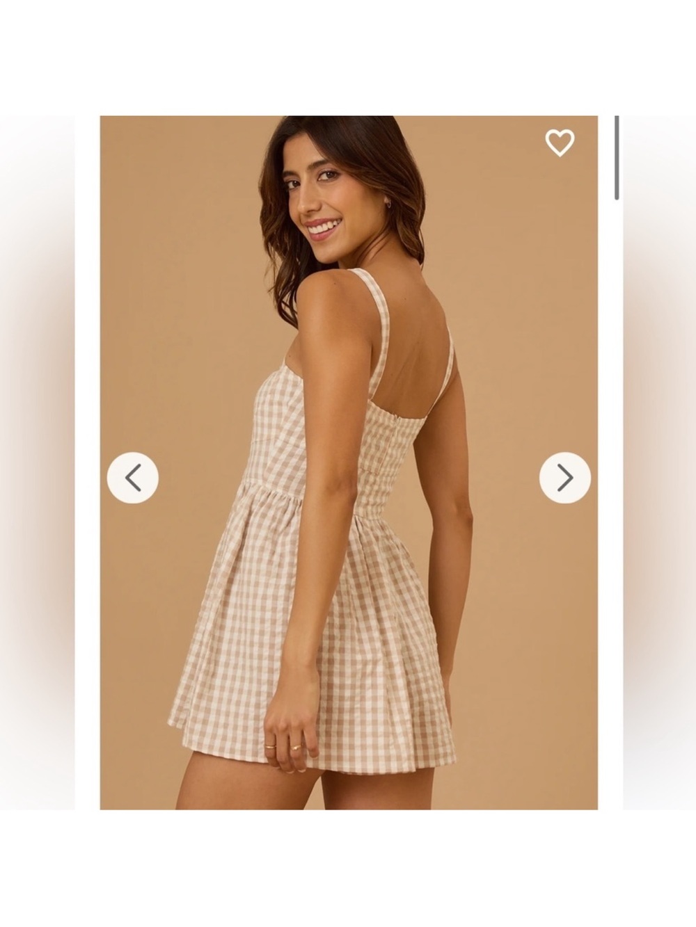 Altar'd State Beige and White Gingham Romper - Picture 5 of 6